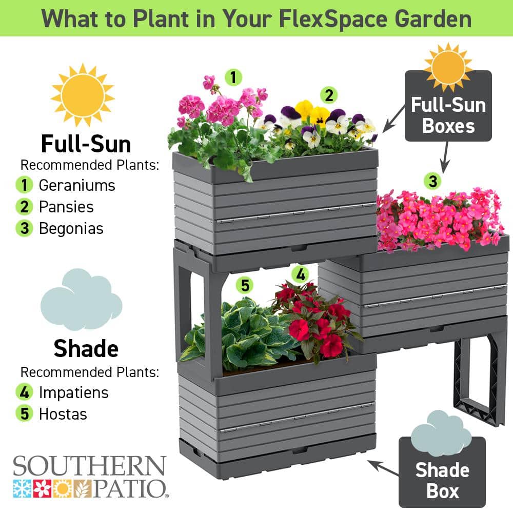 Gray Polypropylene Modular Raised Garden Planter Set