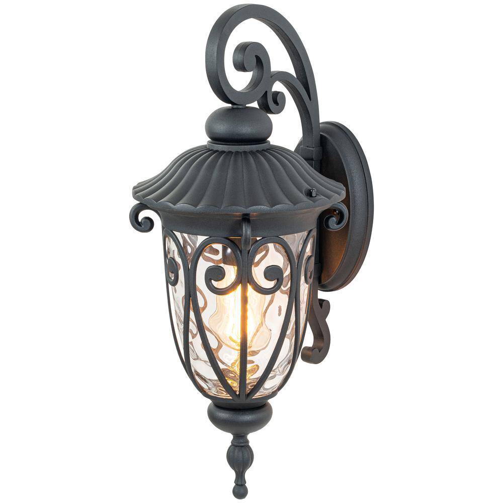 1-Light Matte Black Aluminum Outdoor Hardwired Wall Lantern Sconce with Clear Water Glass price history on PriceWatchPro