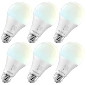 75-Watt Equivalent A19 Dimmable E26 LED Light Bulb, CRI90, 5CCT Selectable 2700K - 5000K, 1100 Lumens, 11-Watt (6-Pack)