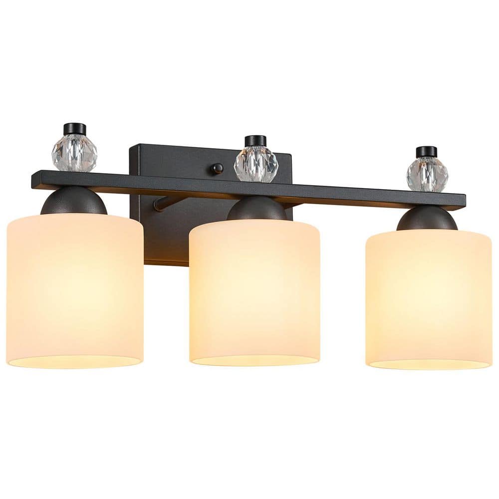 Home Lighting 18.5 in. 3-Light Black Modern Over Mirror Vanity Lights Wall Sconces for Bathroom price history on PriceWatchPro