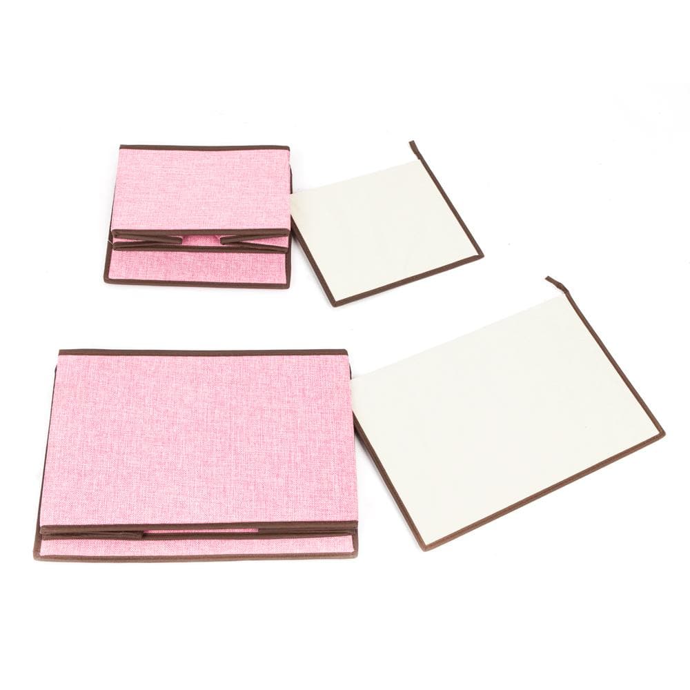 Pink Storage Small, Medium Box and 2-Tier 8-Slots Box (4-Piece