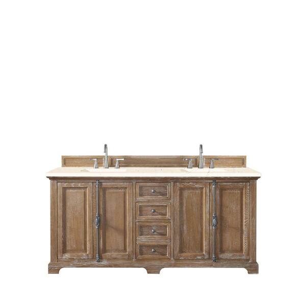 James Martin Vanities Providence 72 in. W x 23.5 in. D x 34.3 in. H Double Bath Vanity in Driftwood with Eternal Marfil Quartz Top