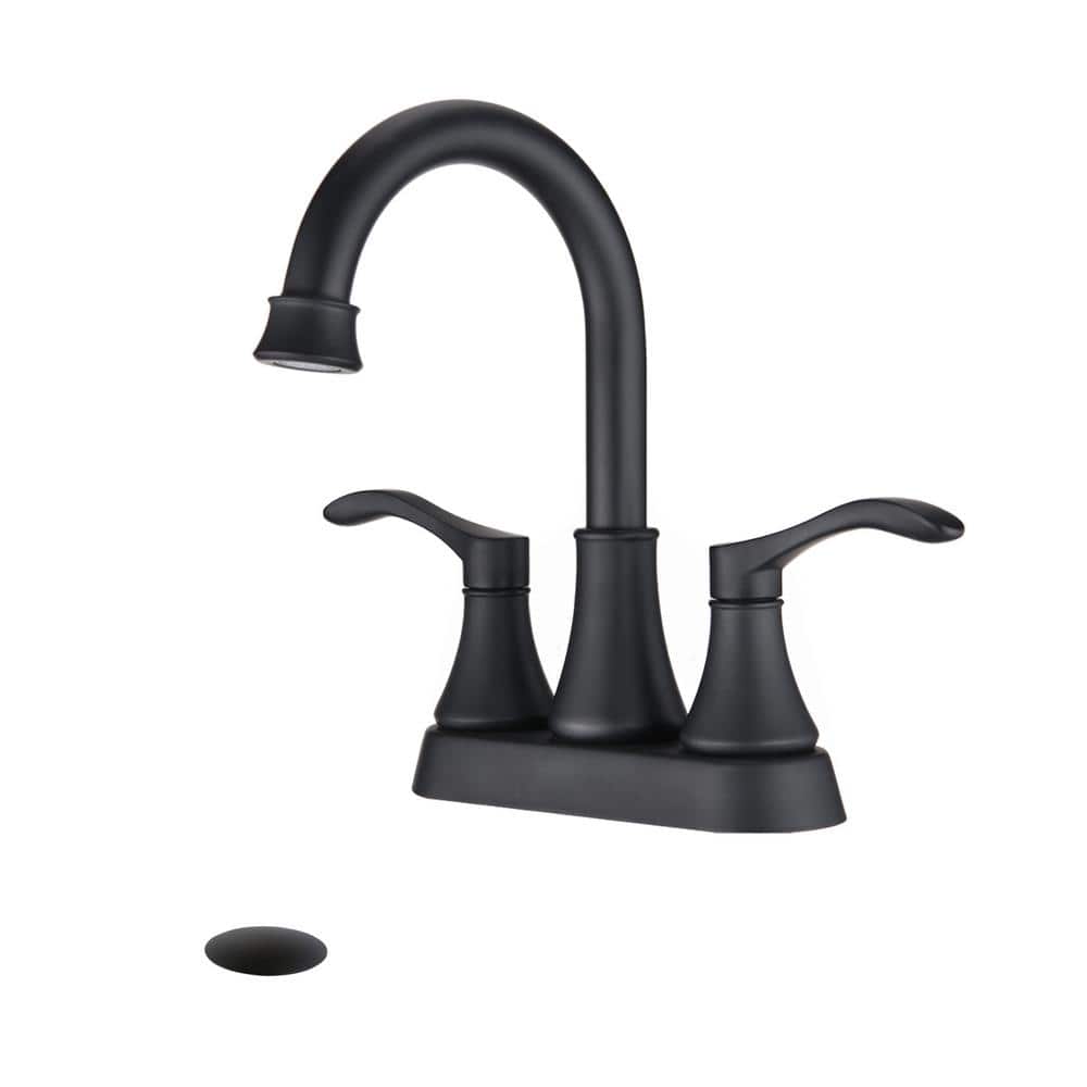 4 in. Centerset 2-Handle Swivel Spout Bathroom Faucet with Pop Up Drain in Matte Black price history on PriceWatchPro