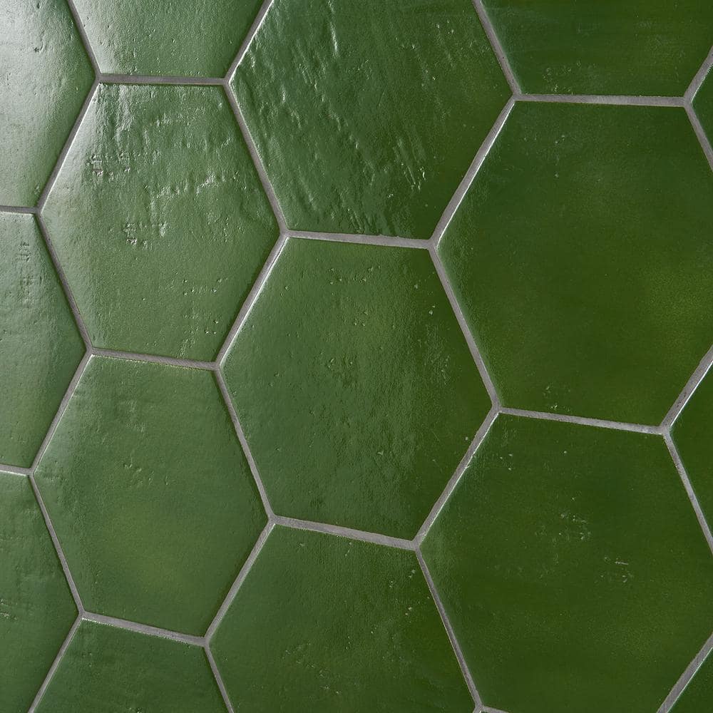 Triton Moss Green Glossy Hexagonal Porcelain Tile
