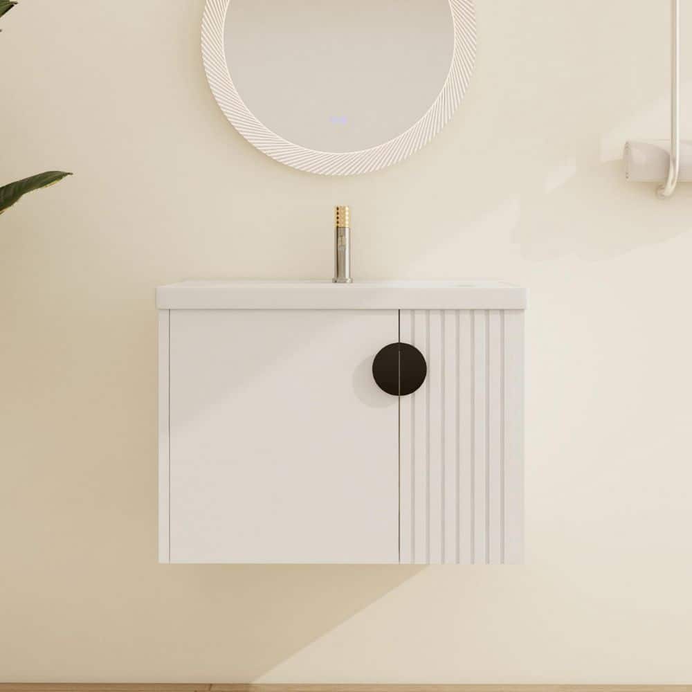 27.8 in. W x 18.5 in. D x 20.7 in. H Wall-Mounted Bath Vanity in White with