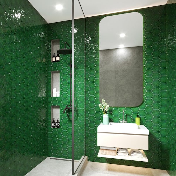 Viva Hex Antic Verde 5-7/8 in. x 6-3/4 in. Ceramic Wall Tile (9.24 sq. ft./Case)