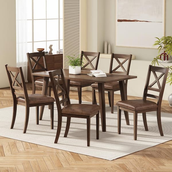 CHRISTOPHER KNIGHT HOME Neros 7-Piece Rectangular Brown Wood Top Dining Set