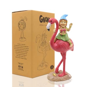 11'' Gnome Figurine Outdoor Statue Yard Ornament,Pink Flamingo Garden Decor,Spirituality Garden Gifts,Gift Idea (Lady)