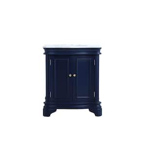 Timeless Home 30 in. W x 21.5 in.D x 35 in.H Single Bath Vanity in Blue with Marble Vanity Top in White with White Basin