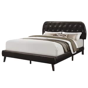 Brown Leather-Look Queen Size Bed