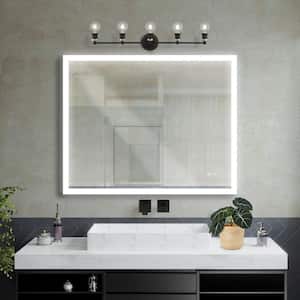 Galaxy 40 in. W x 32 in. H Rectangular Frameless LED Anti-Fog Wall-Mounted Bathroom Vanity Mirror in Aluminum
