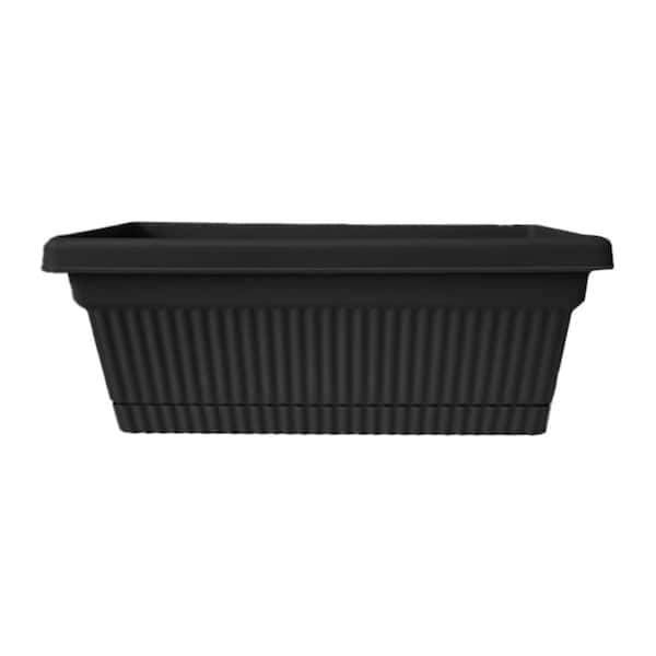 Bloem Amelia 17.75 in. L x 7.75 in. W x x 6.5 in. H 8 qt. Fluted Rectangular Black Plastic Indoor/Outdoor Window Box Planter