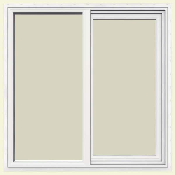 JELD-WEN 71.5 in. x 35.5 in. V-2500 Series White Left-Hand Vinyl Sliding Window with Colonial Grids/Grilles