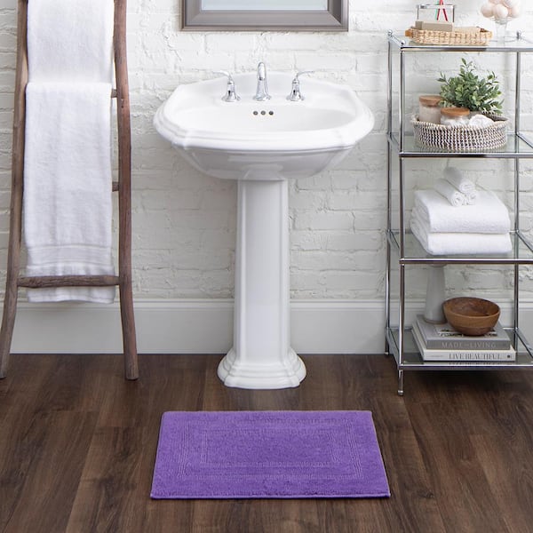Cotton Reversible Fiesta Grape 21 in. x 34 in. Purple Cotton Machine Washable Bath Mat