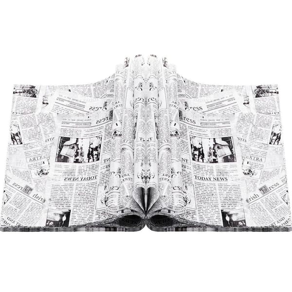 9.8 in. x 8.3 in. Grease Proof Wax Paper Sheets for Sandwiches with Newspaper Print Christmas Designs 150-Sheets