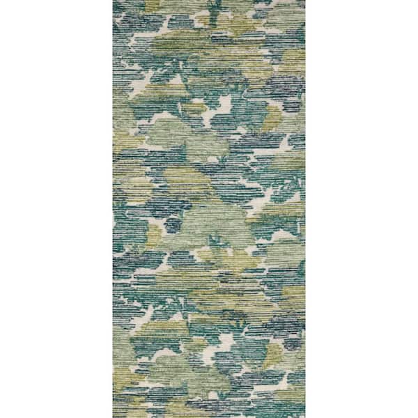 Ladycross Hand Hooked Wool Green 3 ft. x 8 ft. Indoor Runner Rug