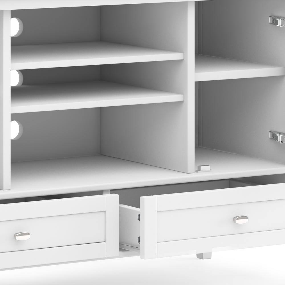 White Solid Pine Wood TV Media Stand for TVs up to 50 inches
