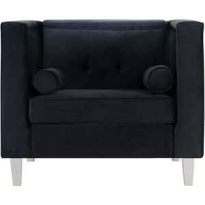 Accent Chair for Living Room, Tufted Cushion, Solid Wooden Legs Reading Chairs for Bedroom Comfy - Black