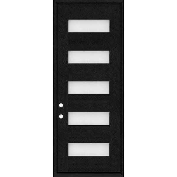 Steves & Sons Regency 36 in. x 96 in. 5L Modern Frosted Glass RHIS Onyx Stained Fiberglass Prehung Front Door