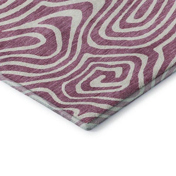 Mayfield Premium Machine Washable Abstract AMF1020 Plum 2 ft. 3 in. x 7 ft. 6 in. Runner Rug