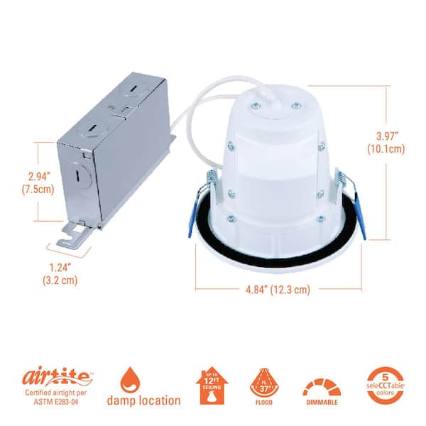 RLS4,4 in., 2700K-5000K Selectable CCT Integrated LED Recessed Light, White, Dimmable
