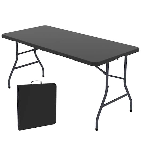 Folding Table 8 ft. Heavy Duty Fold-in-Half Plastic Table Portable Utility for Multiple Occasions