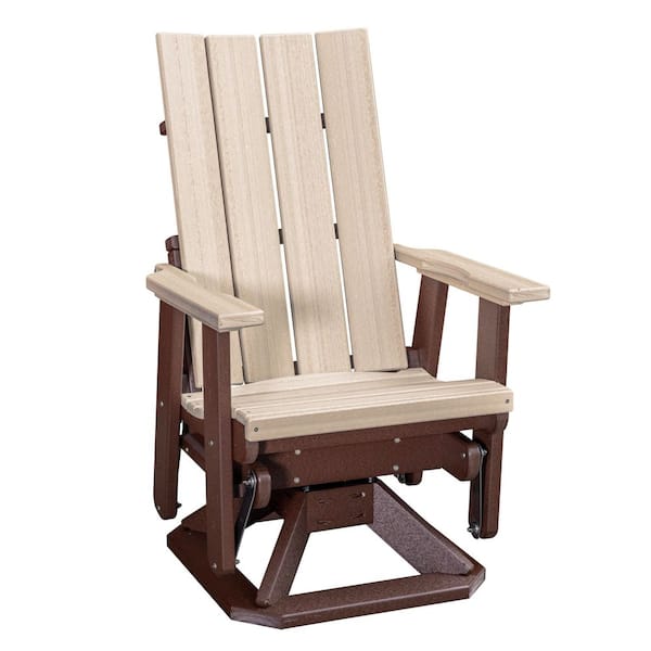 American Furniture Classics Brandon Series Tudor Brown High Density Polyethylene Swivel Outdoor Rocking Chair (Set of 1)