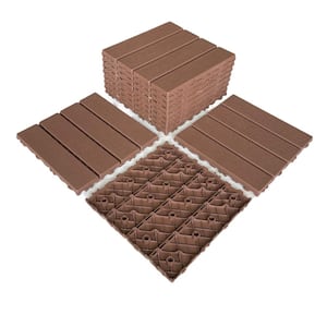 Plastic Interlocking Deck Tiles, 44 Pack Patio Deck Tiles, 12"x12" Square Waterproof Outdoor Flooring All Weather Use