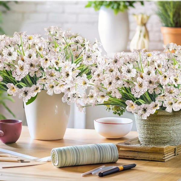 13 in. White 24 Bundles Artificial other Flowers for Outdoors