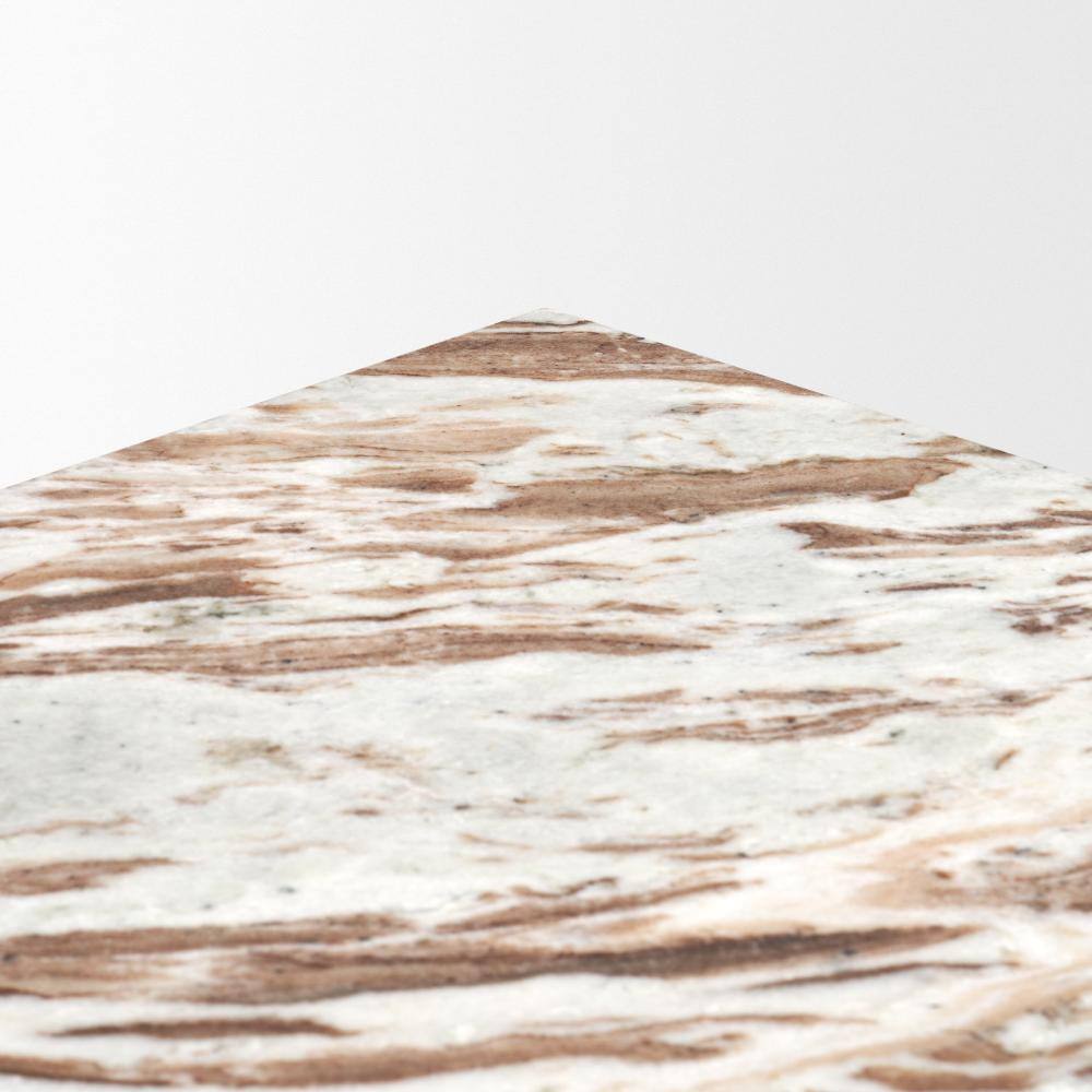 Close-up of the marble surface of the Matteo side table