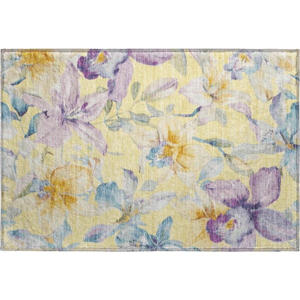 Mayfield Premium Machine Washable Abstract AMF2262 Yellow 2 ft. x 3 ft. Accent Rug