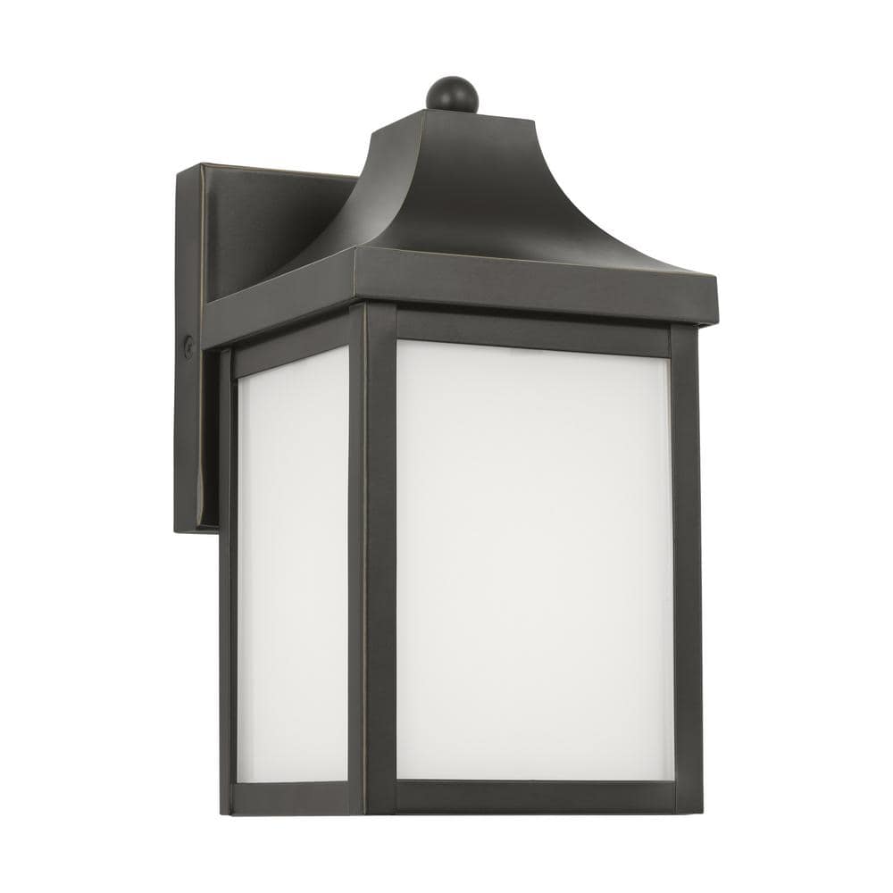 Saybrook 8.5 in. Antique Bronze Outdoor Hardwired Extra Small Wall Lantern Sconce with Glass Shade and No Bulbs Included price history on PriceWatchPro