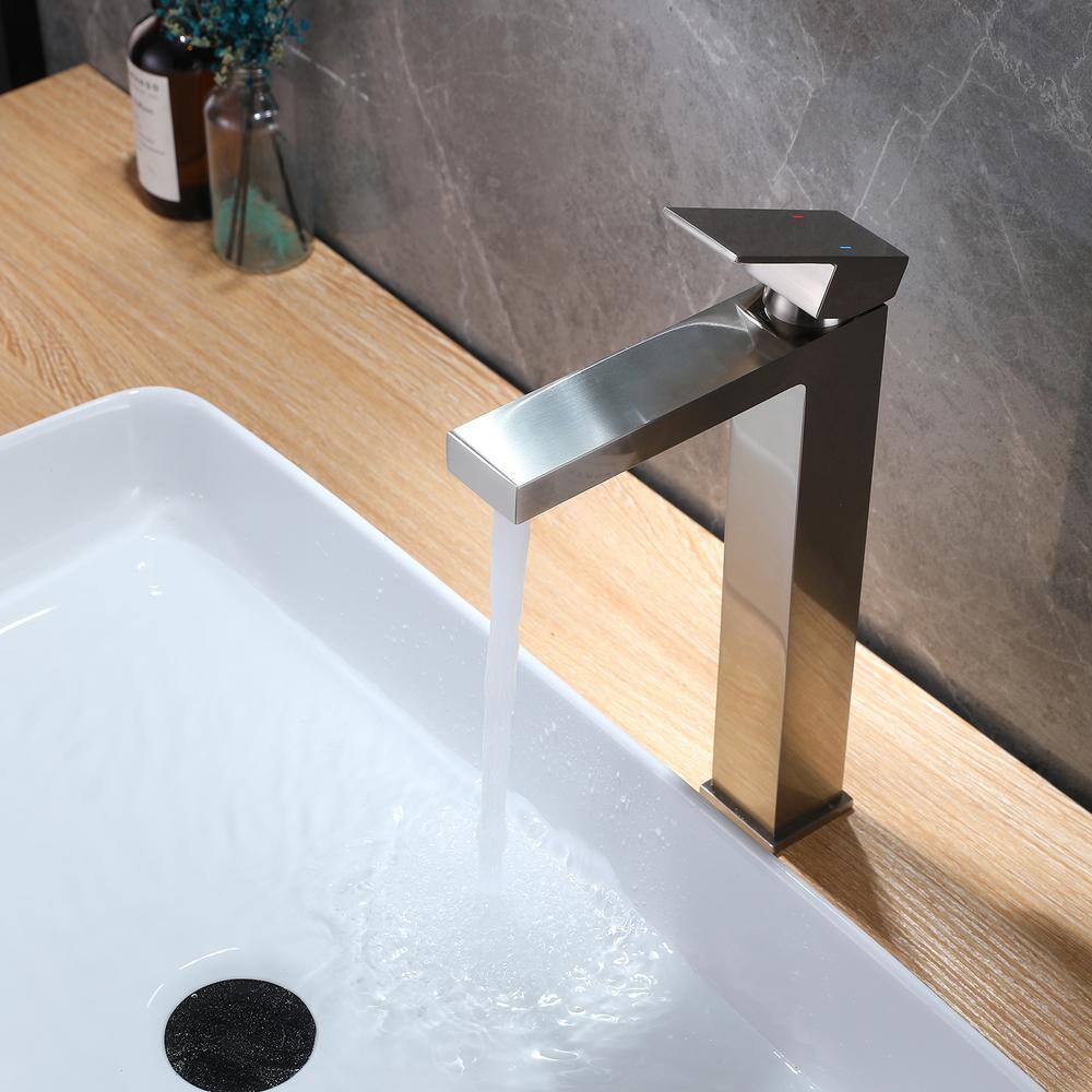 Brushed Nickel Single Handle Vessel Sink Bathroom Faucet
