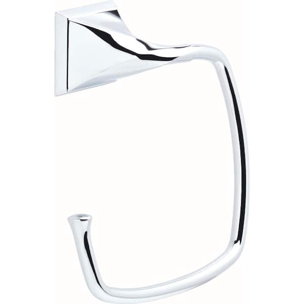 Delta Everly Wall Mount Square Open Towel Ring Bath Hardware Accessory in Polished Chrome