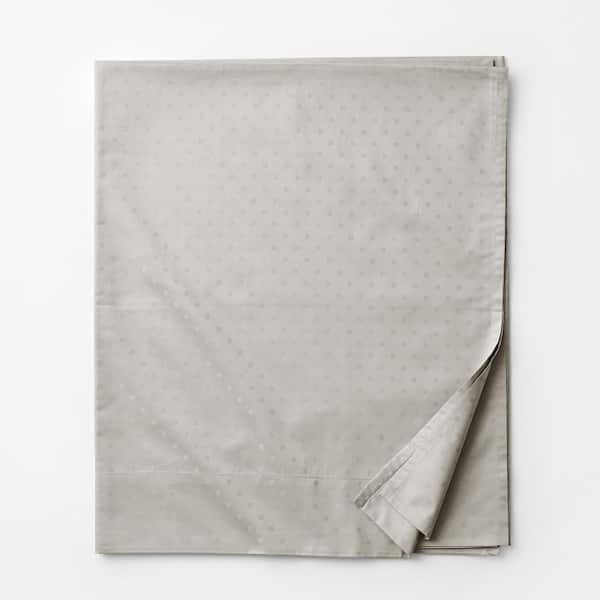 The Company Store Legends Luxury Dot Sterling Gray 500-Thread Count Cotton Sateen Full Flat Sheet