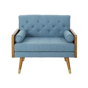 Frankie Mid-Century Modern Tufted Blue Fabric Club Chair