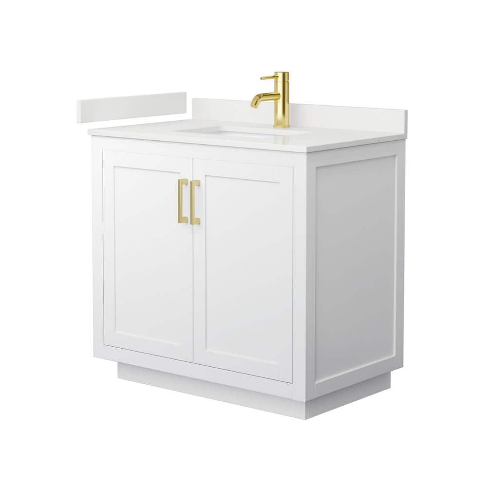 Miranda 36" White Freestanding Single Sink Bathroom Vanity with Quartz Top