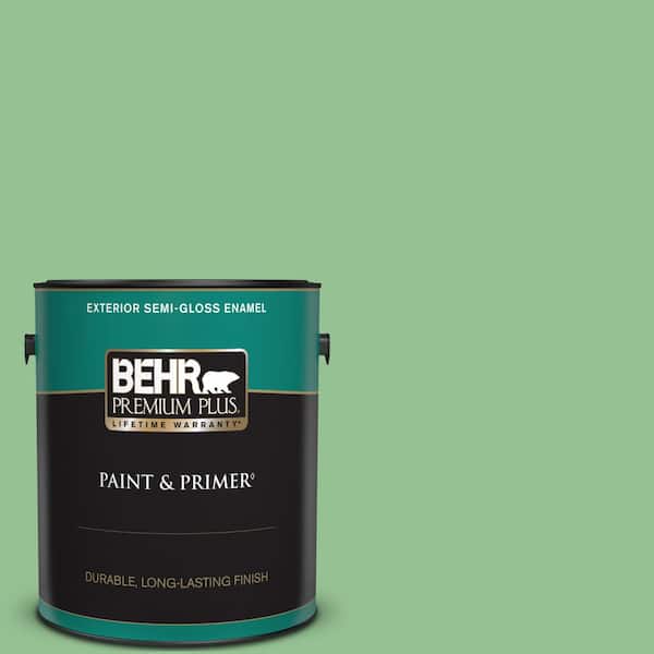 BEHR PREMIUM PLUS 1 gal. #450D-5 Velvet Leaf Semi-Gloss Enamel Exterior Paint & Primer