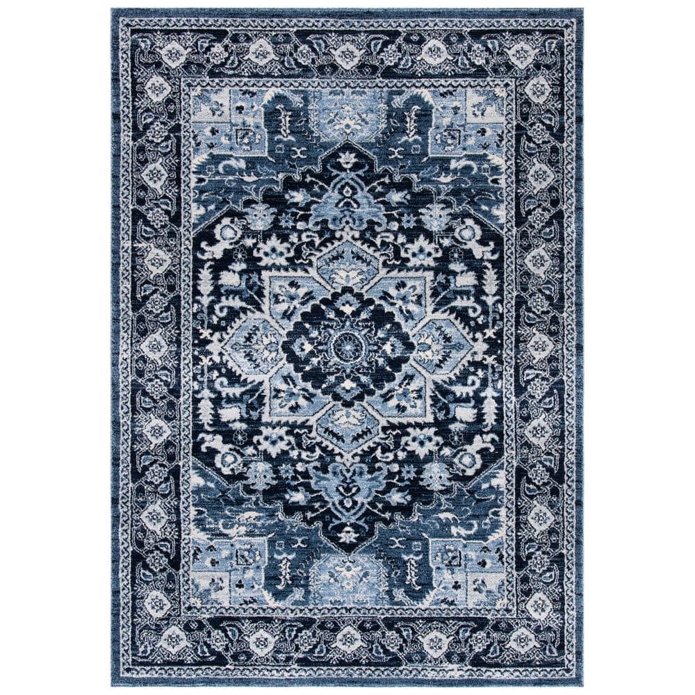 Navy Blue Synthetic Traditional Oriental 9' x 12' Area Rug