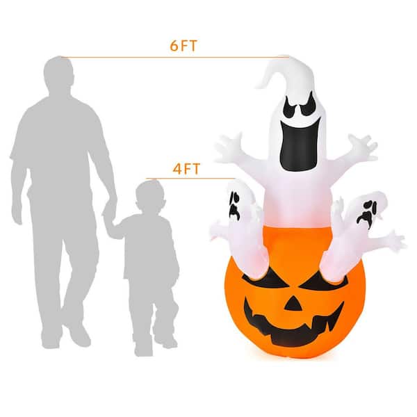 Gymax 6 ft. Inflatable Ghost in. Pumpkin. Halloween Decoration with  Built-in LED-Lights GYM08487 - The Home Depot