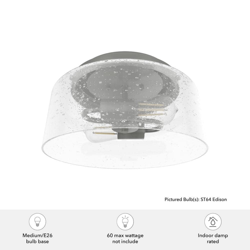 Hartland Brushed Nickel Seeded Glass Flush Mount Ceiling Light