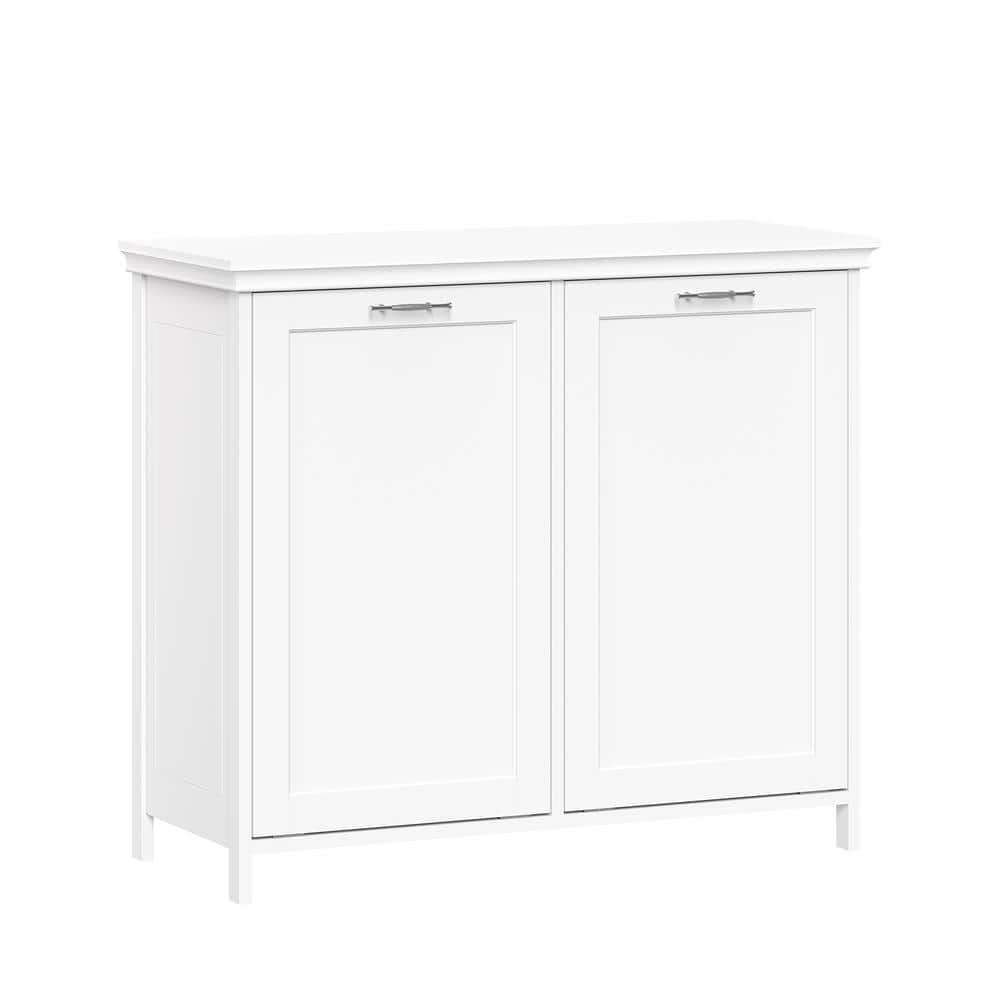 RiverRidge Home Somerset 33.88 in. W x 14.13 in. D x 30 in. H White Double Tilt-Out Laundry Room Hamper Storage Cabinet