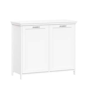 Somerset 33.88 in. W x 14.13 in. D x 30 in. H White Double Tilt-Out Laundry Room Hamper Storage Cabinet