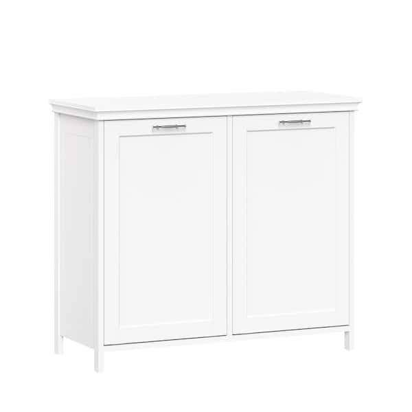 Somerset 33.88 in. W x 14.13 in. D x 30 in. H White Double Tilt-Out Laundry Room Hamper Storage Cabinet