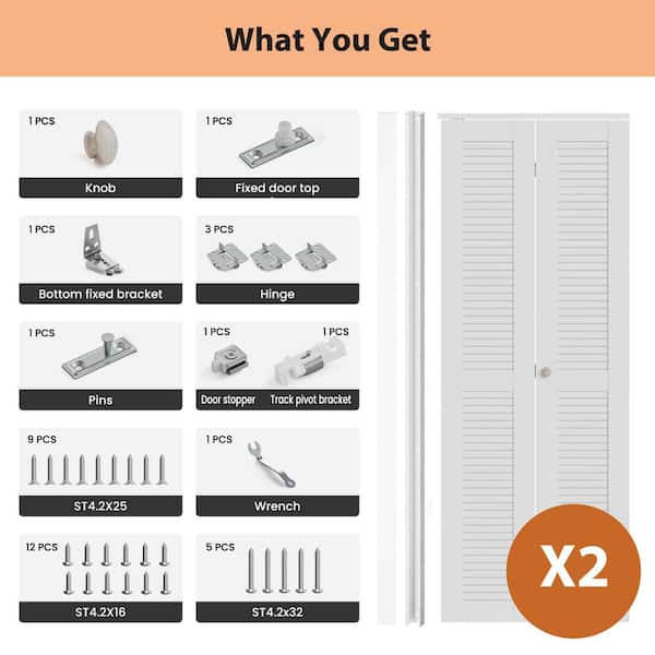 SOCBAZZAR 60 in. x 78.75 in. Full Panel Louvered Solid Core White