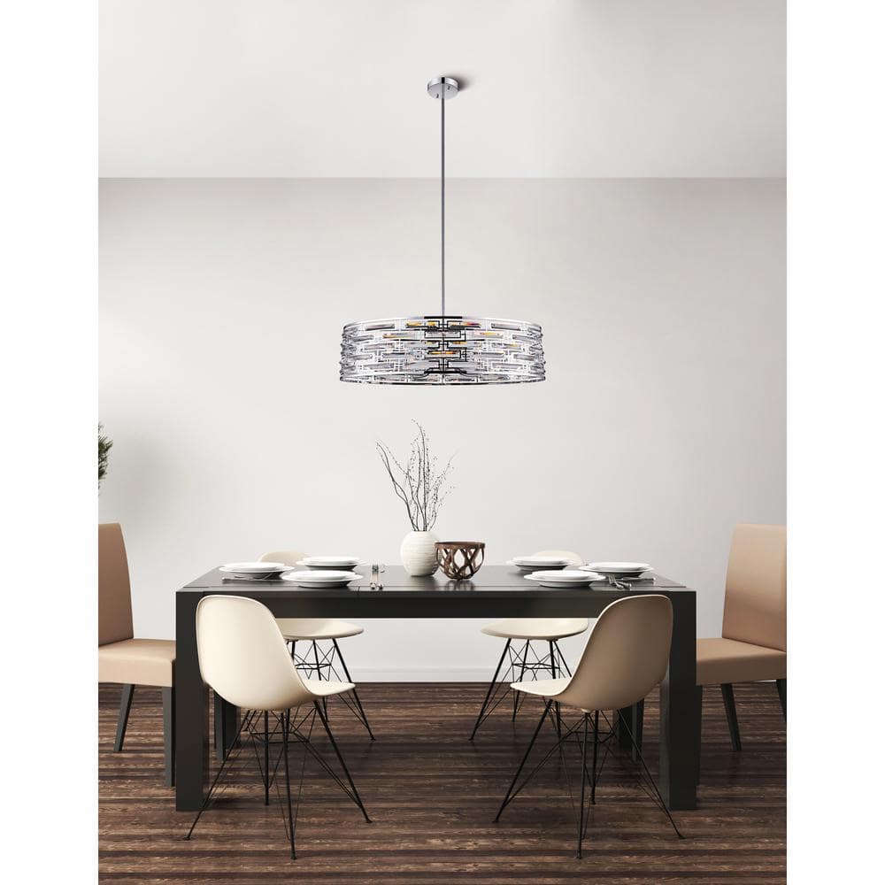 Petia Chrome Crystal Drum LED Chandelier - 39"x18"