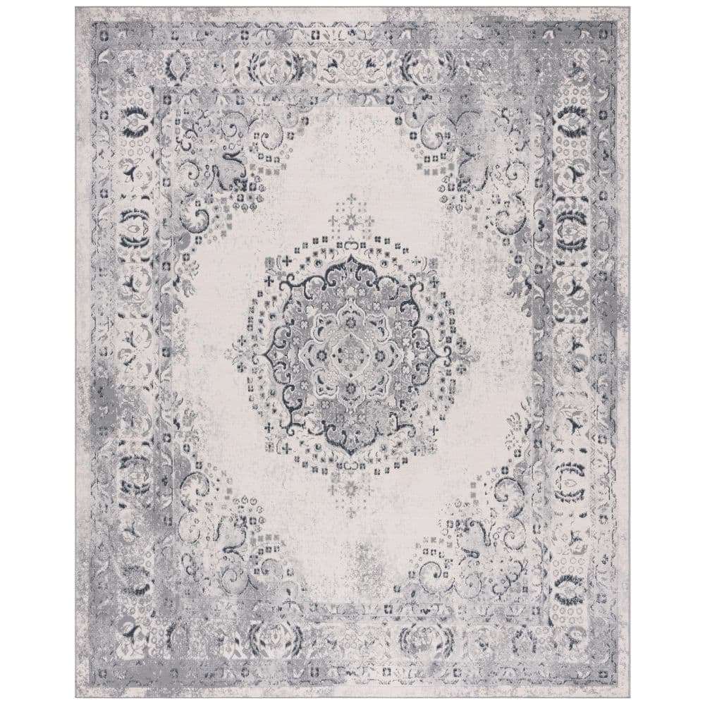 UPC 195058831017 product image for Odyssey 8 ft. x 10 ft. Gray/Ivory Distressed Ornate Area Rug | upcitemdb.com