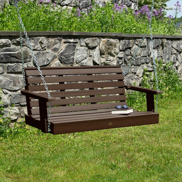 Weatherly 48 in. 2-Person Weathered Acorn Recycled Plastic Porch Swing