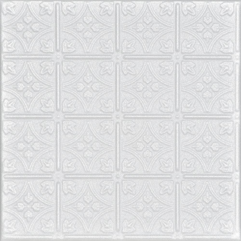 Emmas Flowers 1.6 ft. x 1.6 ft. Glue-Up Foam Ceiling Tile in Plain White (2