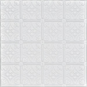 Emmas Flowers 1.6 ft. x 1.6 ft. Glue-Up Foam Ceiling Tile in Plain White (21.6 sq. ft./case)